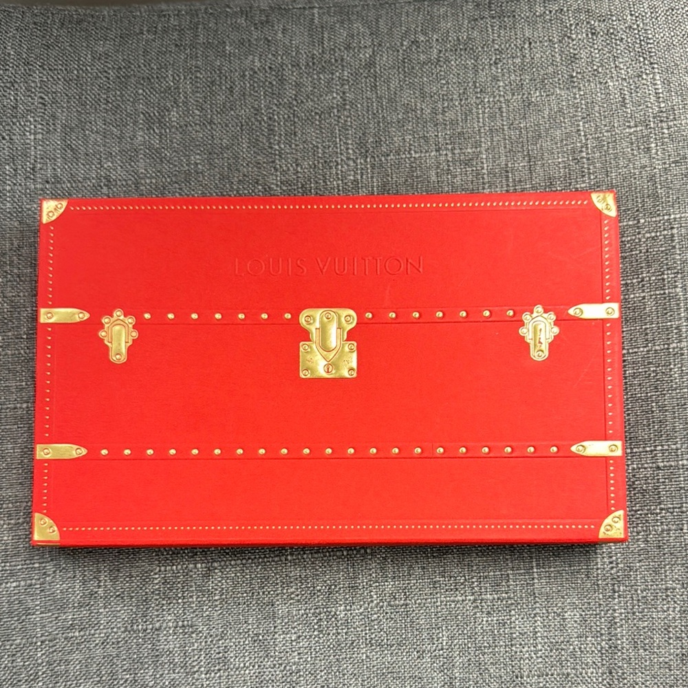 Louis Vuitton Red Envelope box with envelopes and Gold Accents